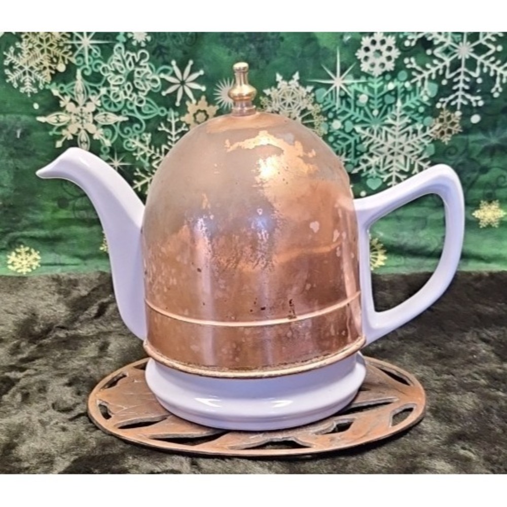 Copper Insulated Teapot Dome Insulating Cover Warmer unmarked Porcelain